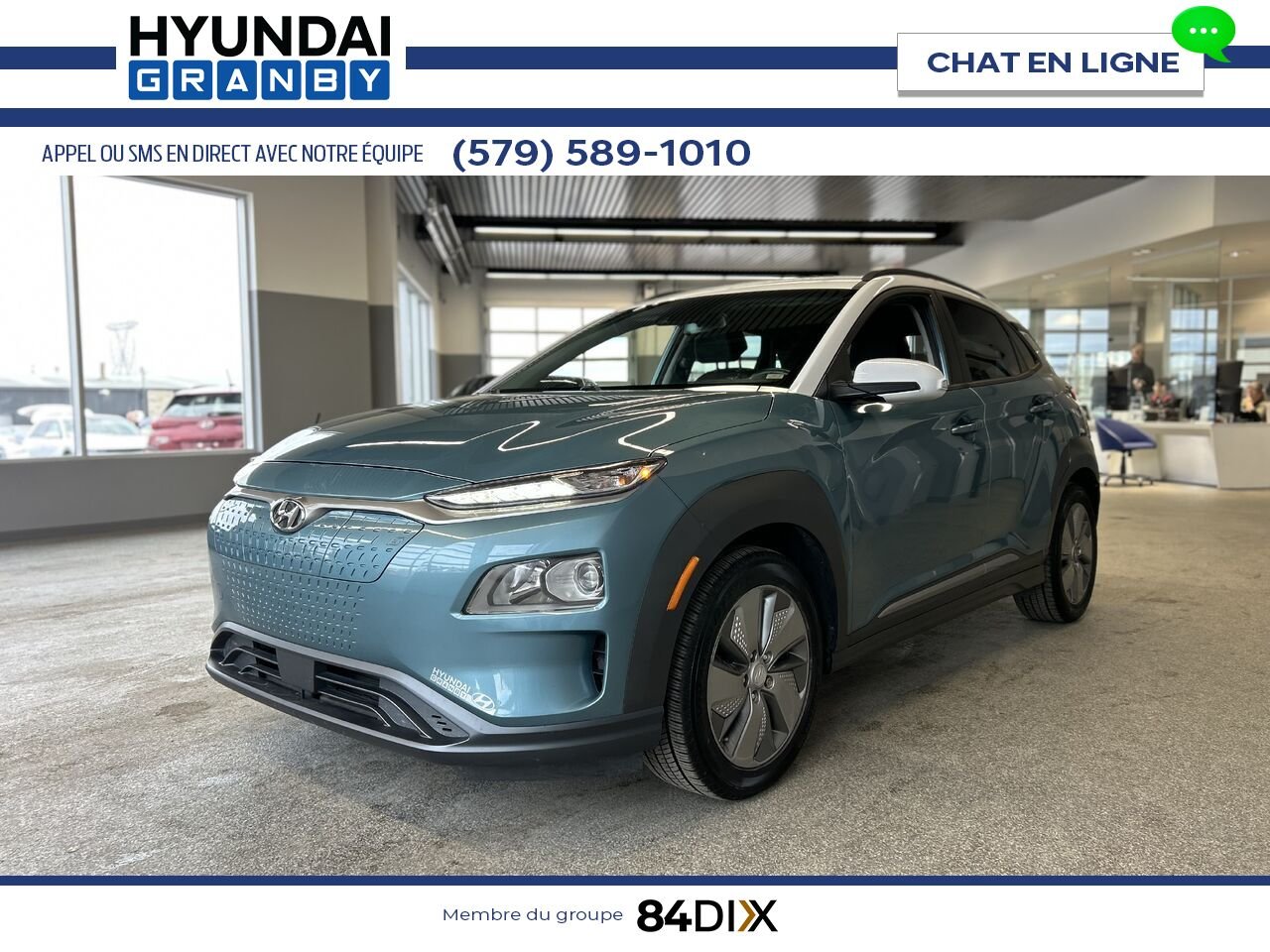 Hyundai Kona électrique 2021 Bleu Granby - photo #3