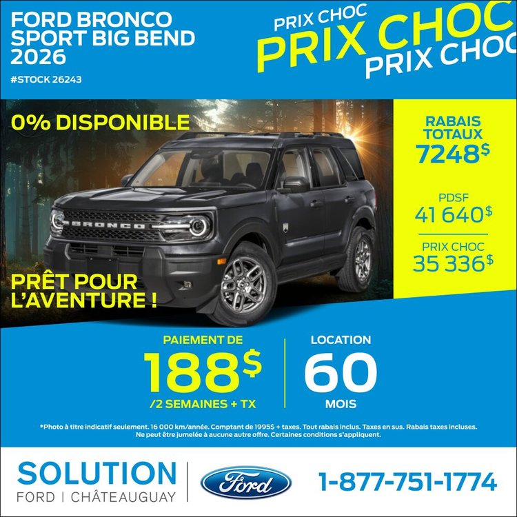 Solution Ford promo juillet BRONCO SPORT 2026 FR