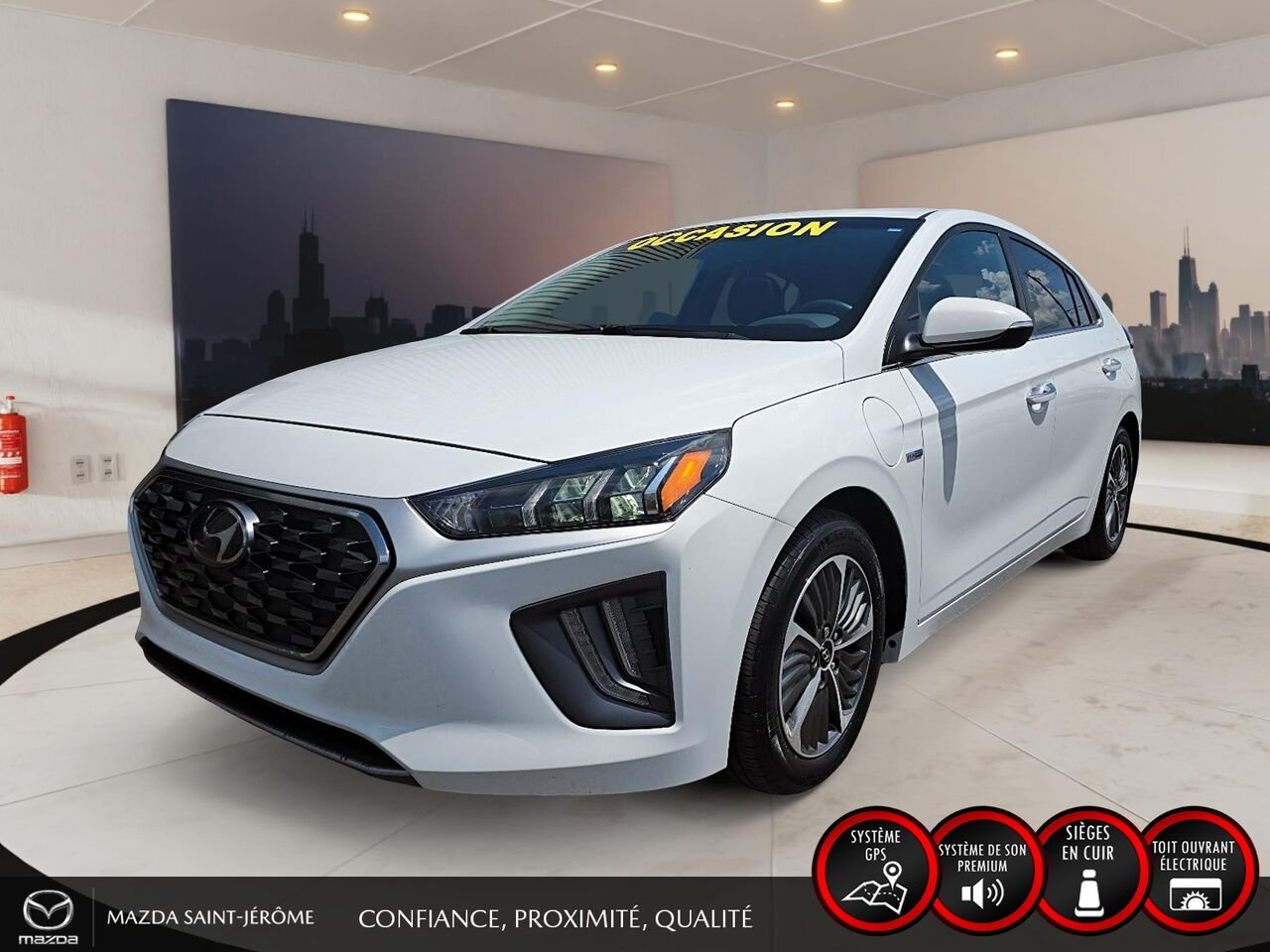 2020 Hyundai Ioniq hybride rechargeable Ultimate | TOIT OUVRANT | CUIR | White Saint-Jérôme - photo #0