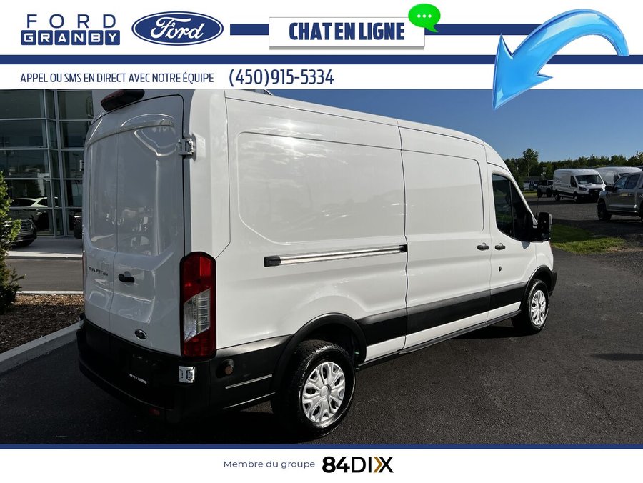 Ford Transit fourgon utilitaire T-250 toit moyen 148 po PNBV de 9 000 lb porte coulissante côté passager 2019 Blanc