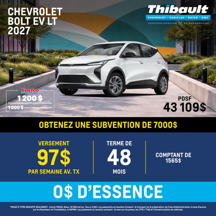 Thibault sherbrooke promo juin chevrolet bolt ev FR