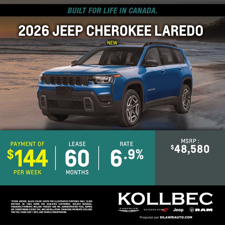 Kollbec promo mai JEEP CHEROKEE LAREDO 2026 EN