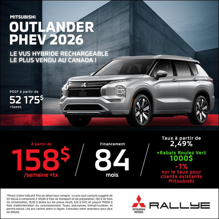 Rallye mitsubishi PROMO Mai OUTLANDER PHEV 2026 FR 1