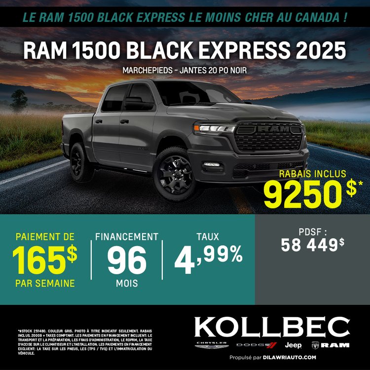 Kollbec promo mars RAM 1500 BLACK EXPRESS 2025 FR
