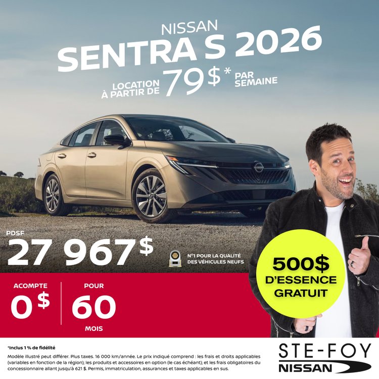 Ste foy nissan promo mai Sentra S 2026 FR 1