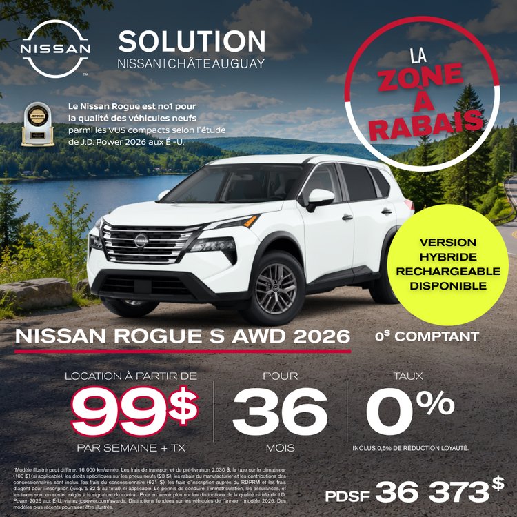Solution nissan promo JUILLET Rogue S 2026 FR 1