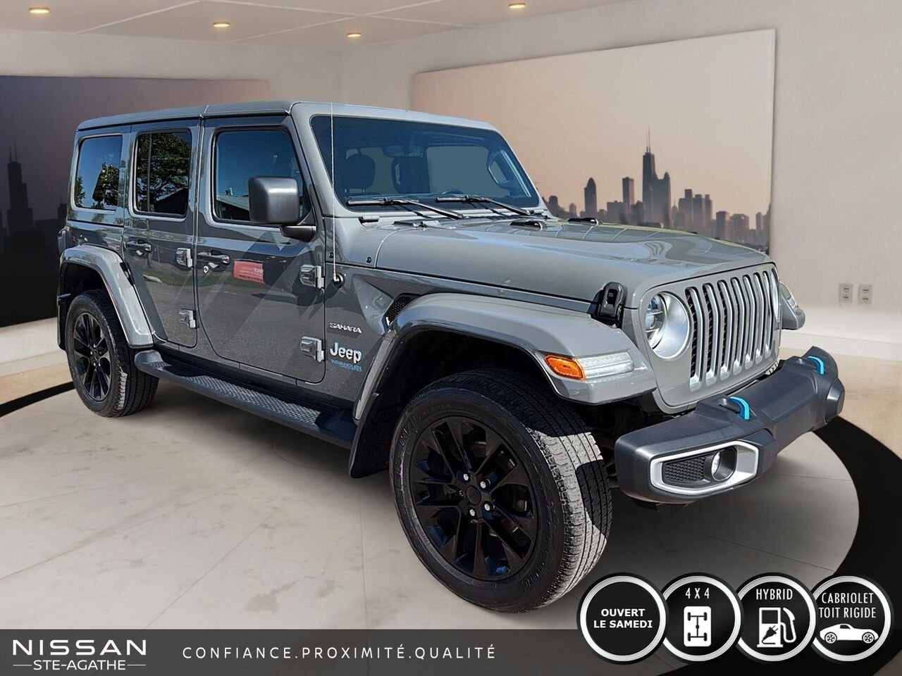 Jeep Wrangler 4xe Unlimited Sahara | 4x4 | CUIR | CARPLAY | 2022 Gris Saint-Jérôme - photo #2