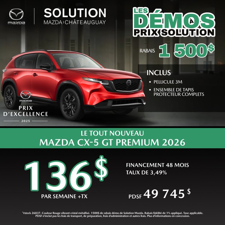 Solution mazda promo mai CX 5 GT Premium 2026 FR