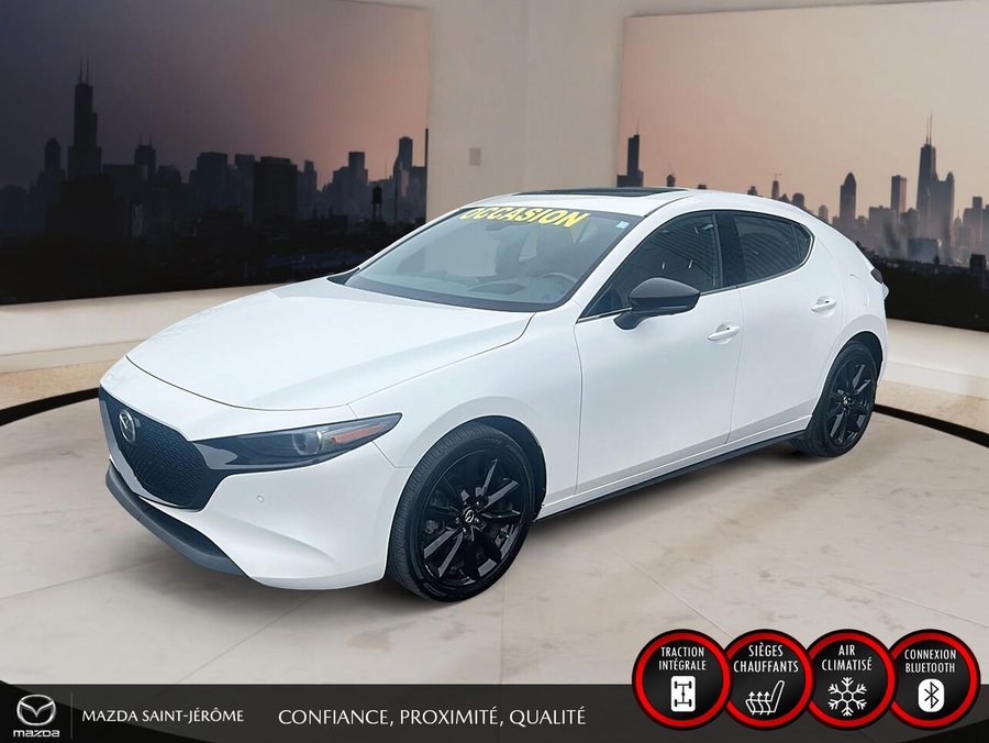 Mazda Mazda3 Sport GT turbo | CUIR ROUGE | AWD | TOIT OUVRANT | 2023 Blanc