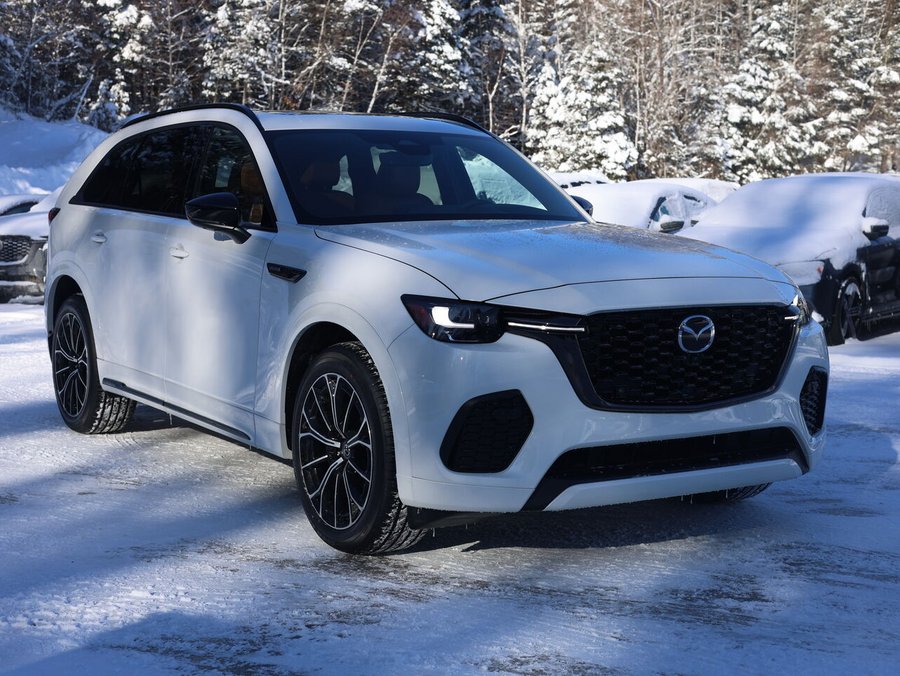 2025 Mazda CX-70 MHEV Signature, 5 passagers, Mode hybride, awd, Toit ouvrant pano, Écran 360 pano, cuir Rhodium White Metallic