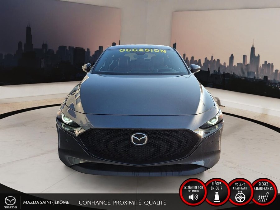 2023 Mazda Mazda3 Sport GT avec moteur turbo | TOIT OUVRANT | CUIR ROUGE | AWD | Grey