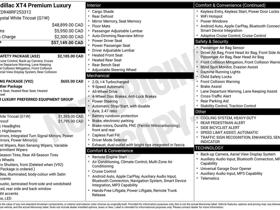 Cadillac XT4 2024 2024 Blanc