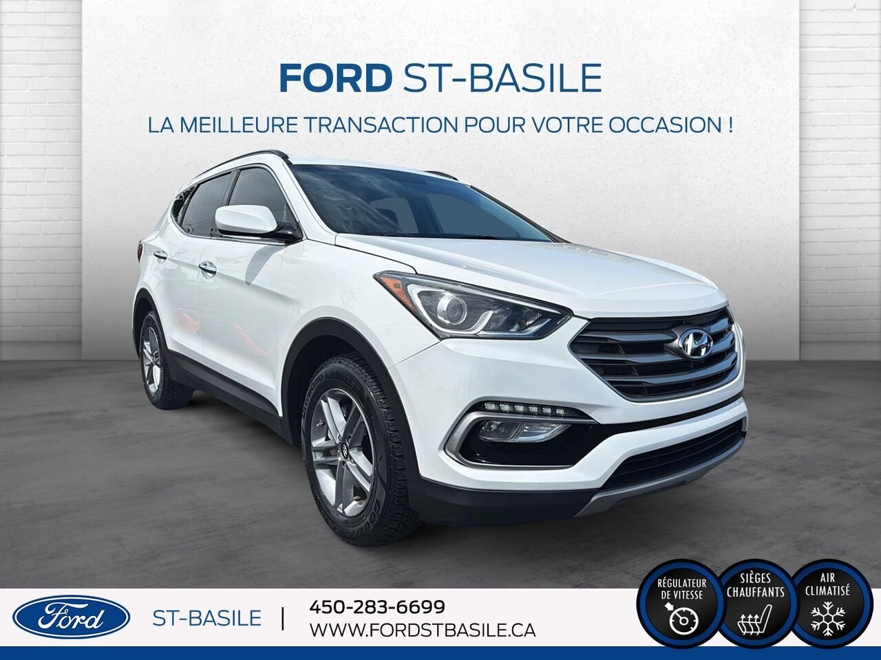 2017 HYUNDAI Santa Fe White Saint-Basile-le-Grand - photo #9