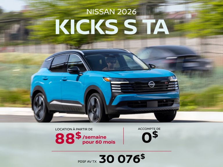 Nissan blainville Accueil mai KICKS S TA