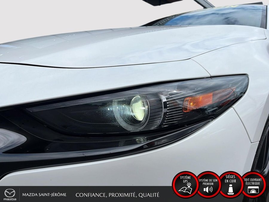 2025 Mazda Mazda3 Sport GT avec moteur turbo | CUIR ROUGE | AWD | TOIT OUVRANT | White