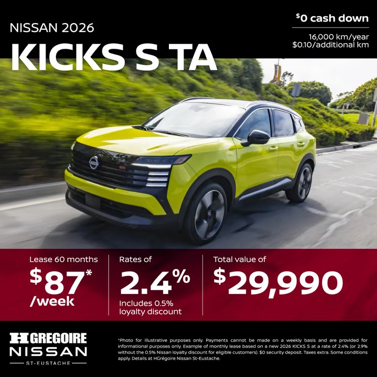 Nissan st eustache promo mai KICKS S TA FR 1