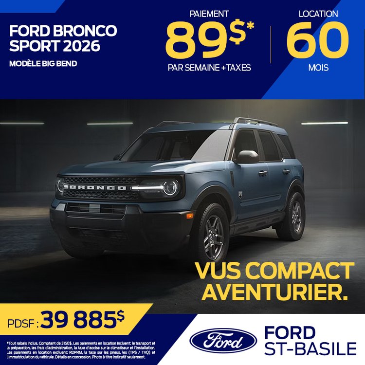 Ford st basile promo avril BRONCO SPORT 2026 FR 1