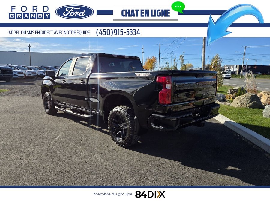 Chevrolet Silverado 1500 Custom Trail Boss crew 4RM 157 po 2023 Noir