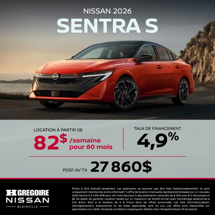 Nissan blainville promo avril SENTRA S FR