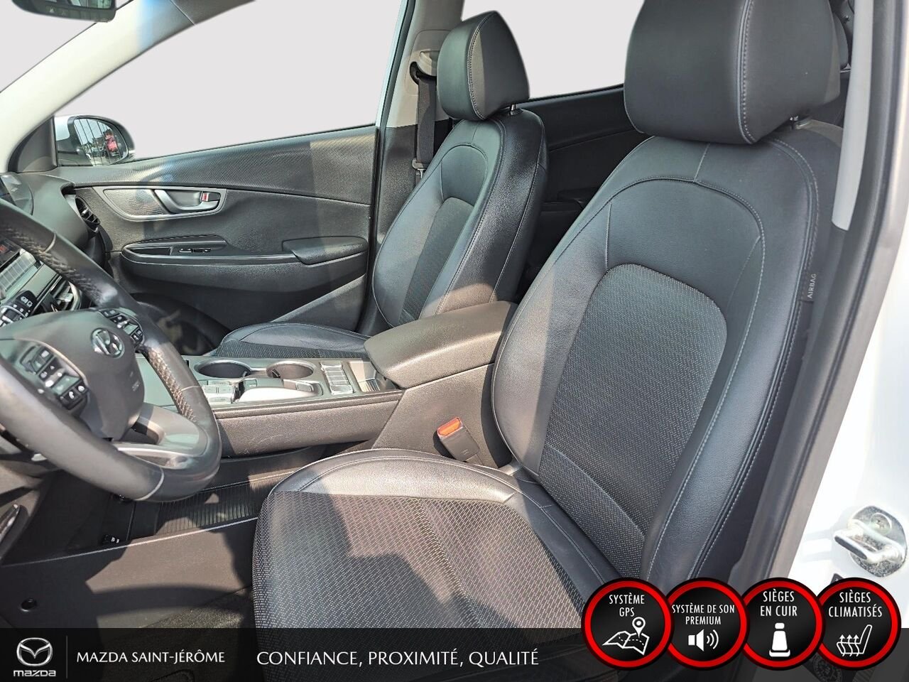 Hyundai Kona électrique Ultimate | TOIT OUVRANT | CUIR | 2021 Blanc Saint-Jérôme - photo #16