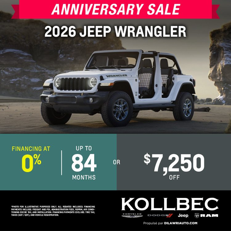 Kollbec promo juin Jeep Wrangler 2026 EN