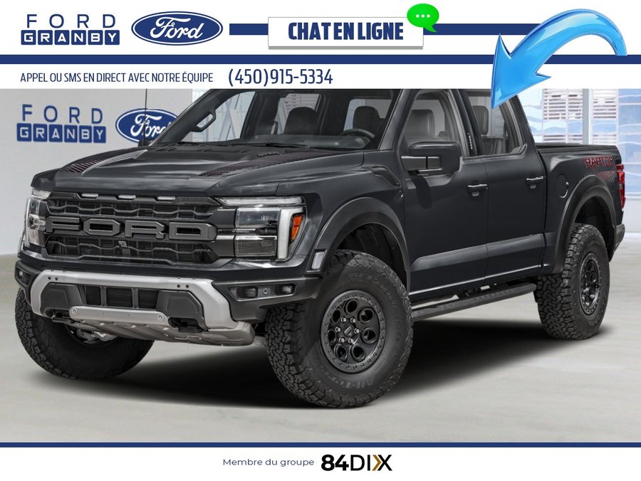 Ford F-150 Raptor SuperCrew 4RM caisse de 5,5 pi 2025 Noir agate métallisé