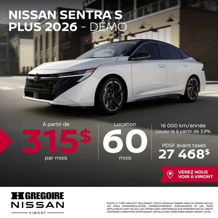 Nissan vimont promo mai Sentra S PLUS 2026 FR