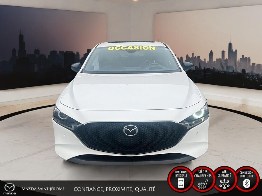 Mazda Mazda3 Sport GT turbo | CUIR ROUGE | AWD | TOIT OUVRANT | 2023 Blanc