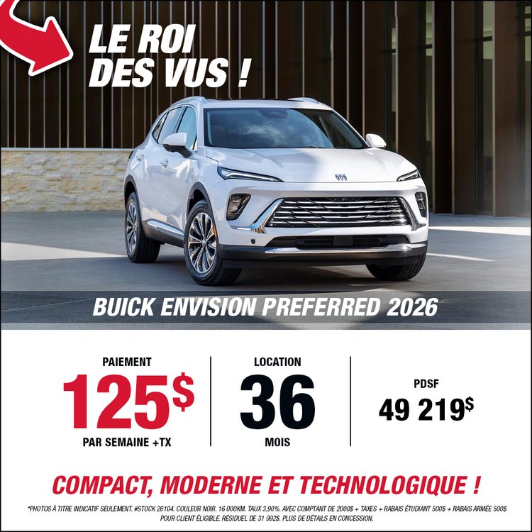 Gatineau GM promo ENVISION PREFERRED 2026 mai FR