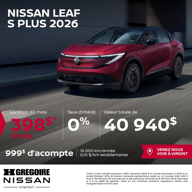 Nissan vimont promo mai Leaf S 2026 FR