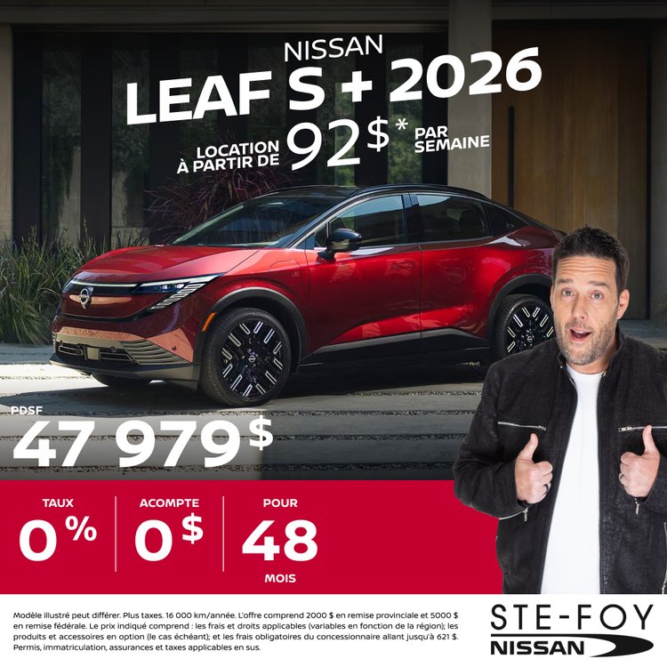 Ste foy nissan promo juin Leaf S Plus 2026