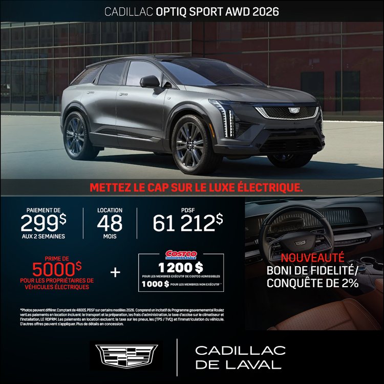 Cadillac laval promo mars OPTIQ 2026 FR