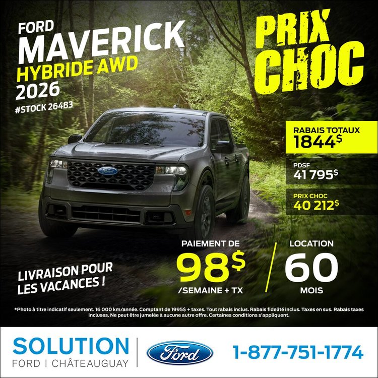 Solution Ford promo juillet MAVERICK HYBRIDE 2026 FR NEW DESIGN