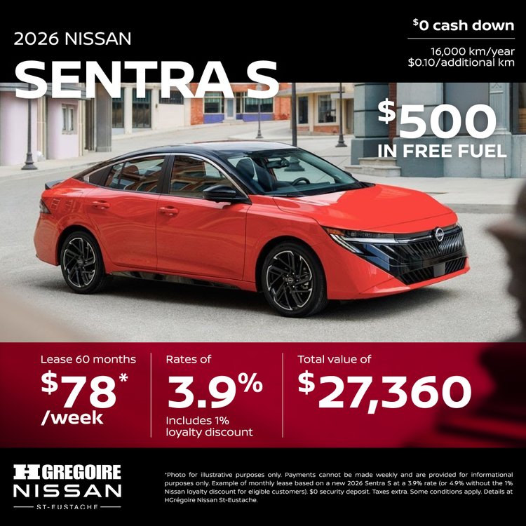 Nissan st eustache promo mai Sentra S EN