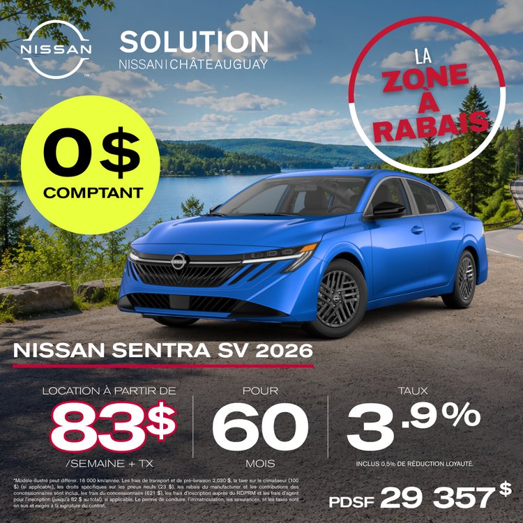 Solution nissan promo AOUT Sentra S 2026 FR