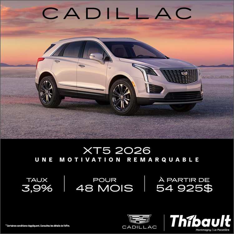 Montmagny cadillac XT5 2026 promo juin FR