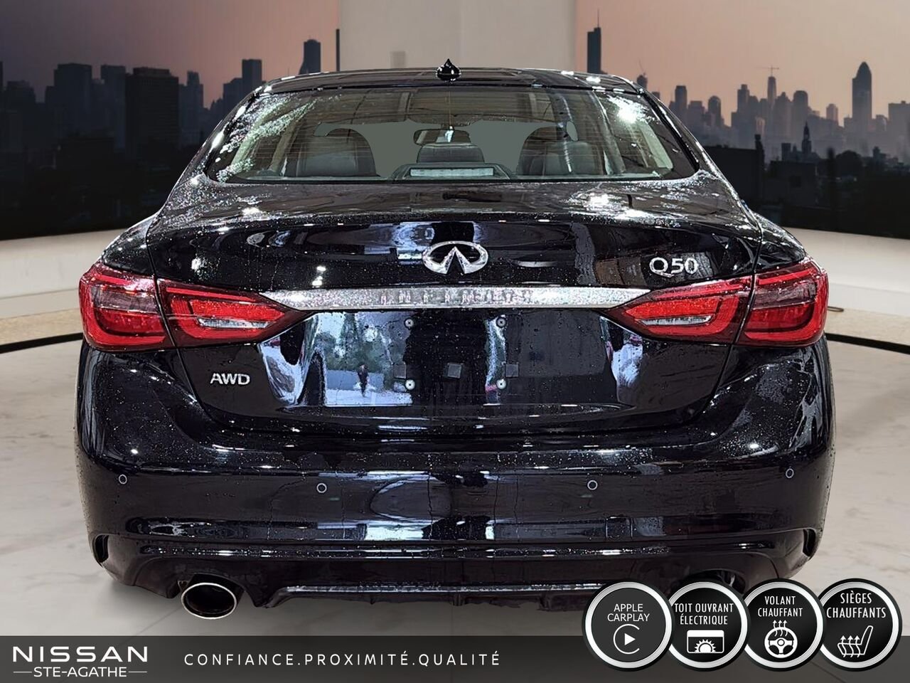 INFINITI Q50 LUXE| TOIT| AWD| CARPLAY 2024 Noir Saint-Jérôme - photo #3