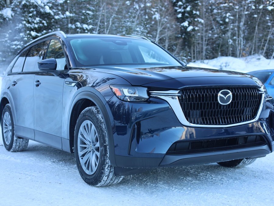 Mazda CX-90 hybride rechargeable GS-L, Mode hybride, awd, toit ouvrant panoramique, cuir 2025 Bleu cristal foncé mica
