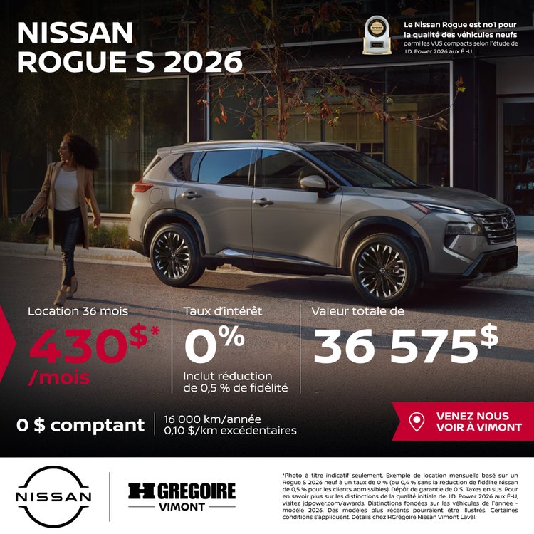 Nissan vimont promo juillet Rogue S 2026 FR 1