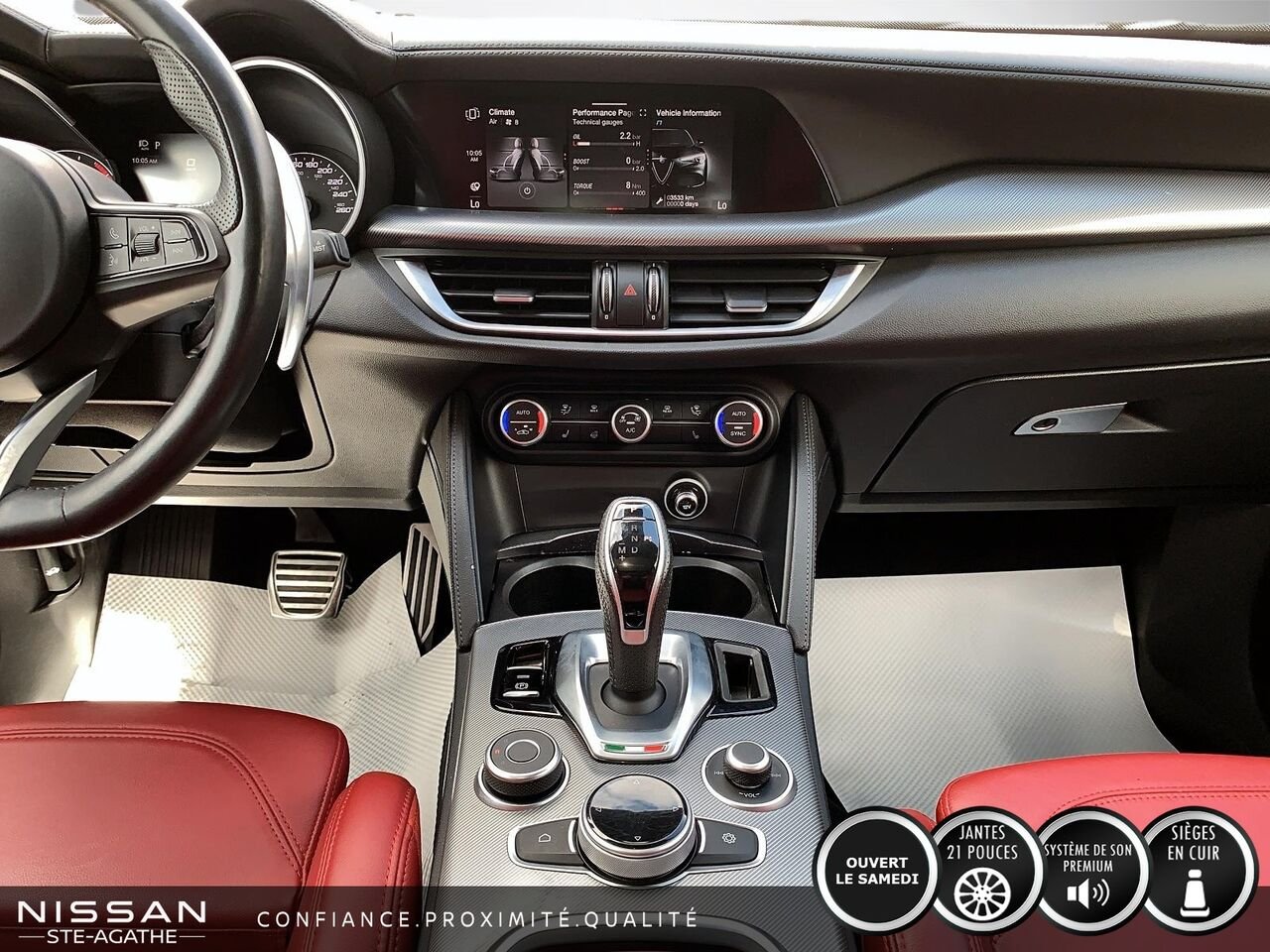 2022 Alfa Romeo Stelvio Veloce | CUIR ROUGE | TOIT PANORAMIQUE | AWD | Black Saint-Jérôme - photo #11