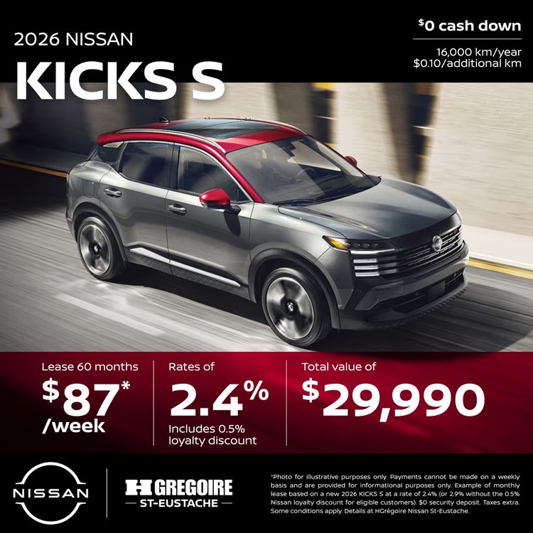 Nissan st eustache promo juin KICKS S EN