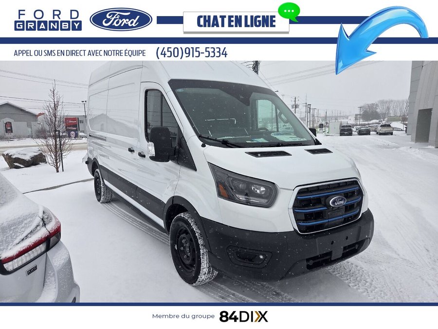 Ford E-TRANSIT FOURGONNETTE UTILITAIRE T-350 toit surélevé PA 148 po PNBV de 9 500 lb 2024 Blanc