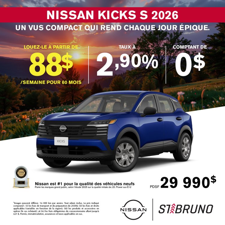 St bruno nissan promo avril kicks S 2026 FR