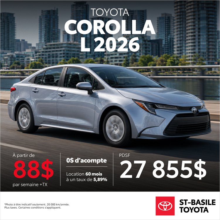 St Basile Toyota promo aout COROLLA L 2026 FR