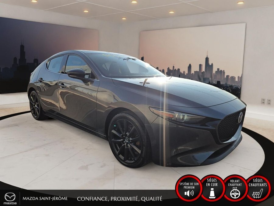 2023 Mazda Mazda3 Sport GT avec moteur turbo | TOIT OUVRANT | CUIR ROUGE | AWD | Grey