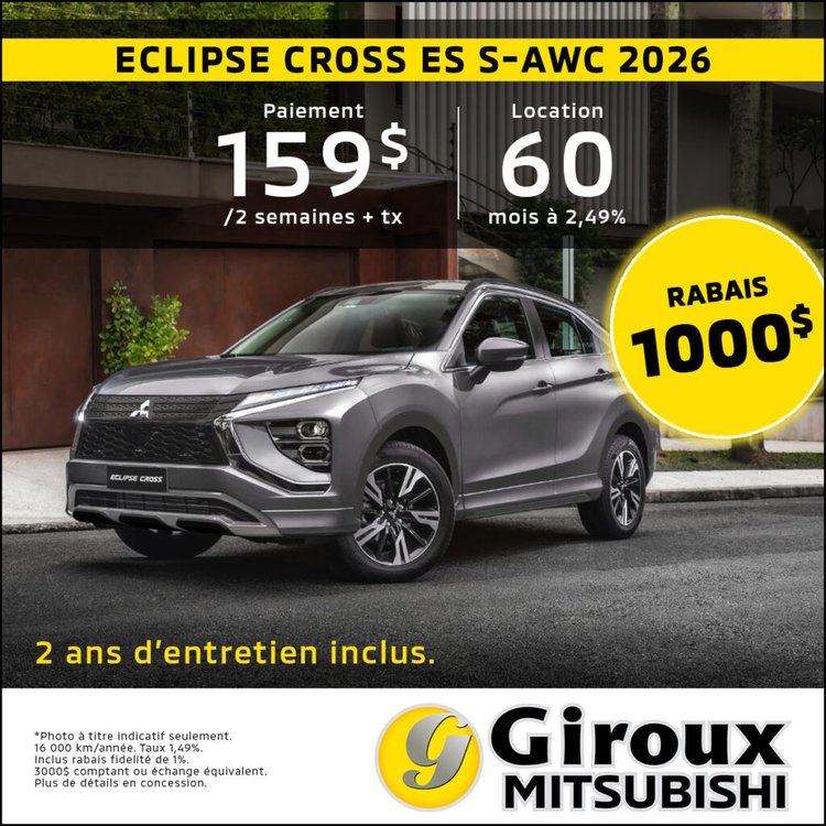 Giroux mitsubishi promo mai Eclipse Cross AWD 2026 FR 1024x1024