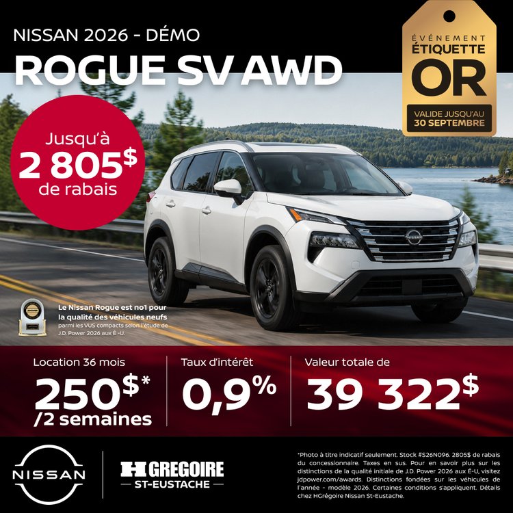 Nissan st eustache promo aout ROGUE SV FR