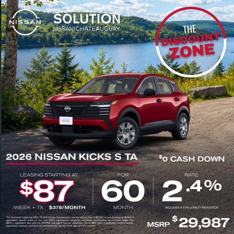 Solution nissan promo JUIN KICKS S TA 2026 EN