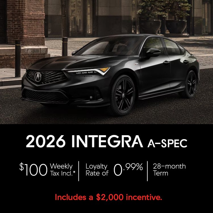 2026 Acura Integra A-Spec June Offer, picture of black Acura Integra.