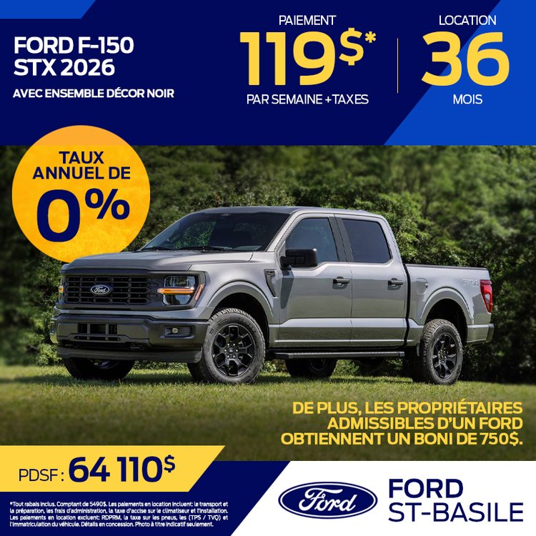 Ford st basile promo avril F 150 STX 2026 FR 1